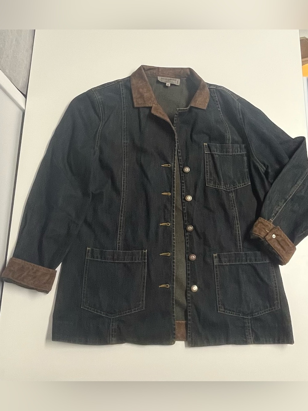 Women’s Dark  Denim Jacket with Brown Suede Trim